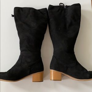 Black Suede Knee Length Boots